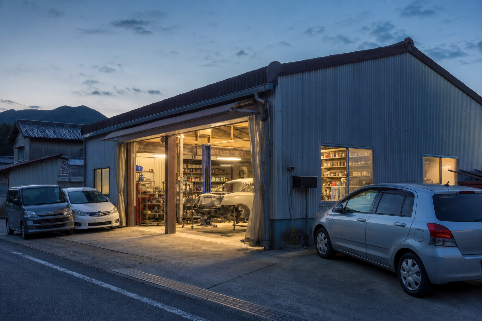 鈑金塗装工場の作業場